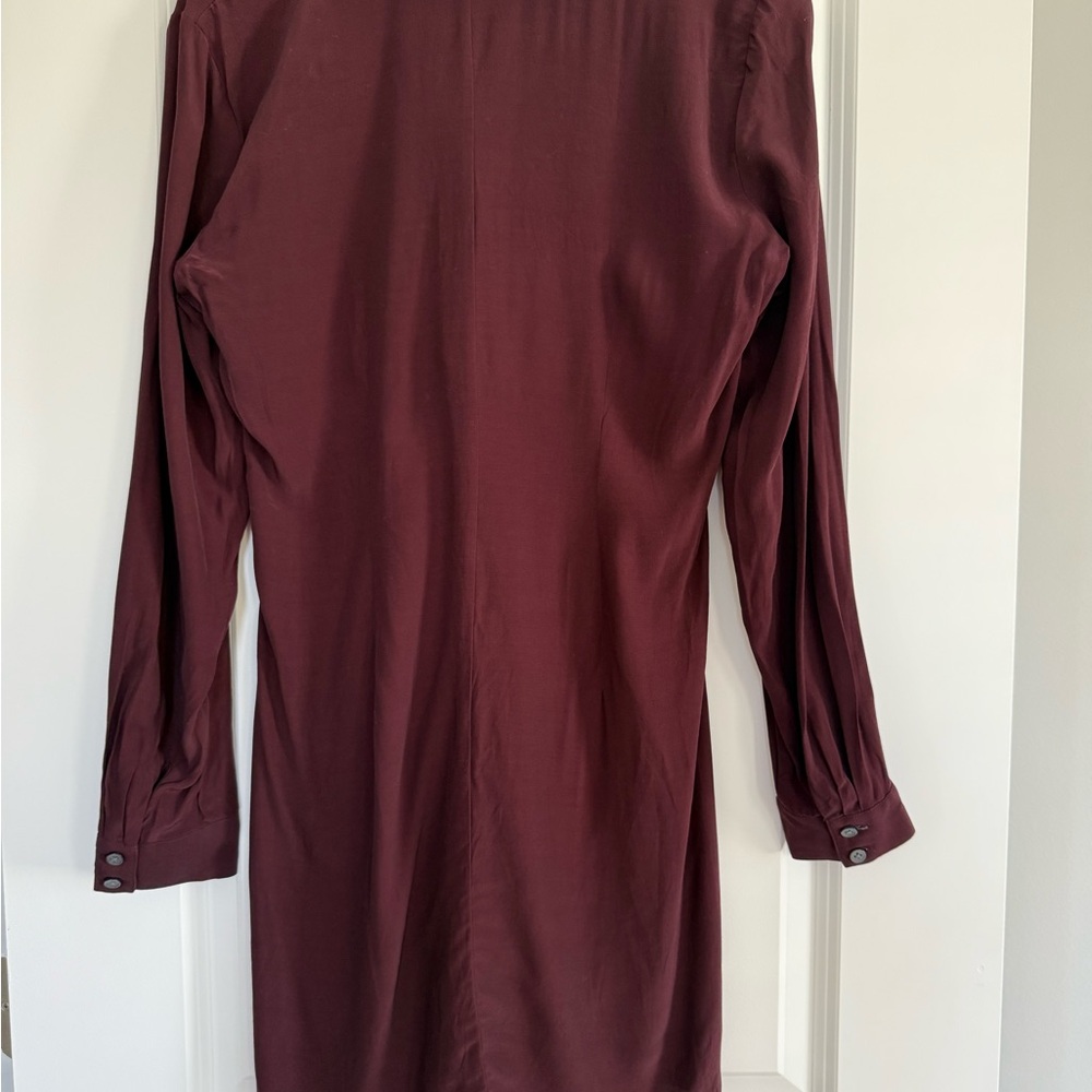LOFT Deep Burgundy Twist Front Shirt Dress (6) - Picture 3 of 9